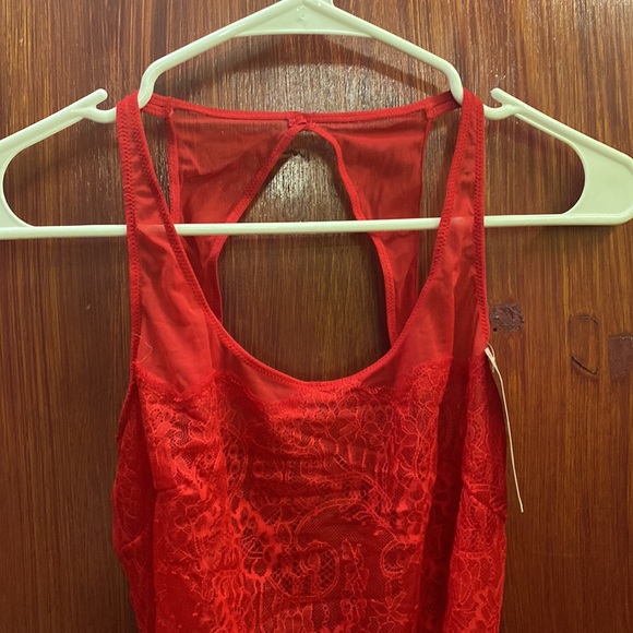 NWT 2 x Jezebel Penelope Lace & Mesh Teddy size M color Red and White - Picture 4 of 16